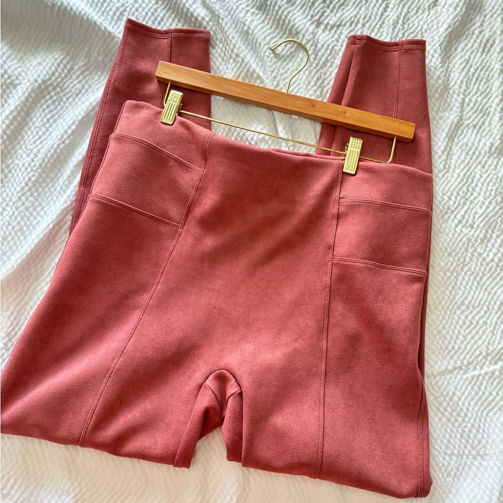 Spanx Rich Rose Faux Suede Leggings